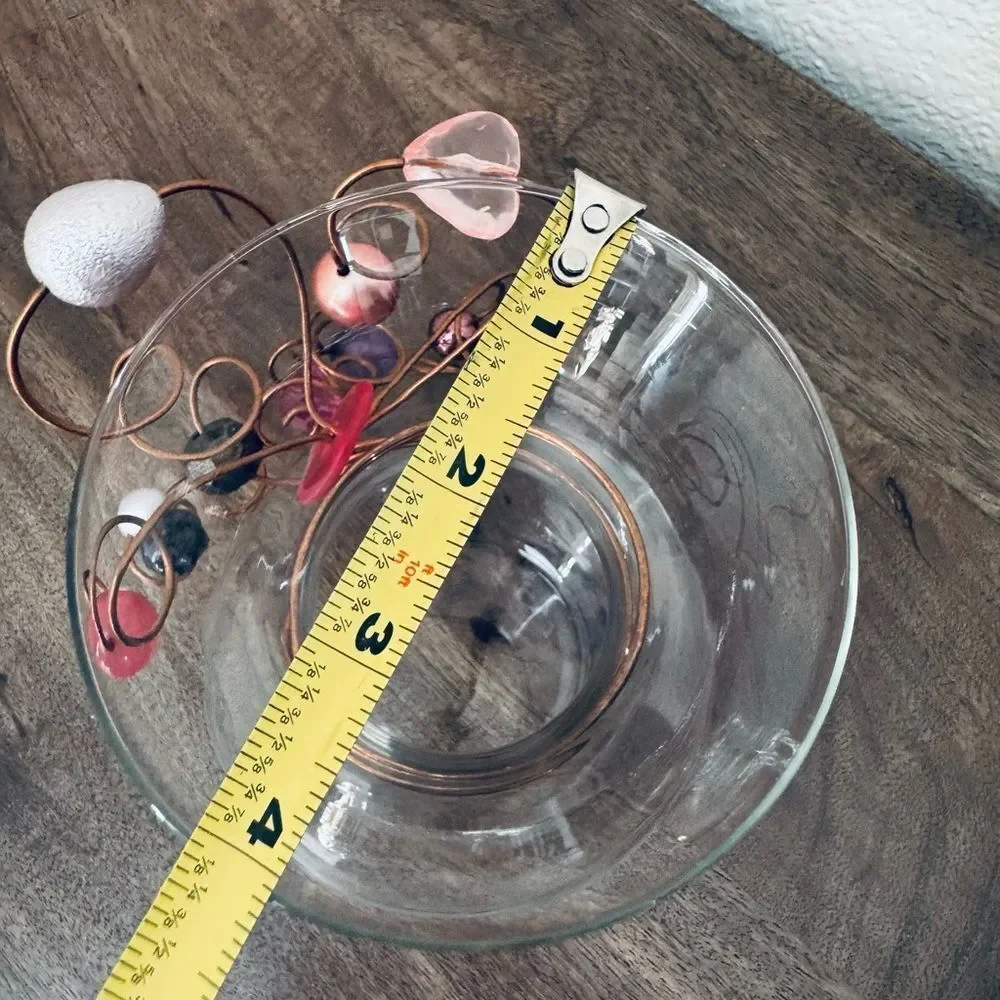 Cooper Wire Wrapped Glass Vase Pink Beads